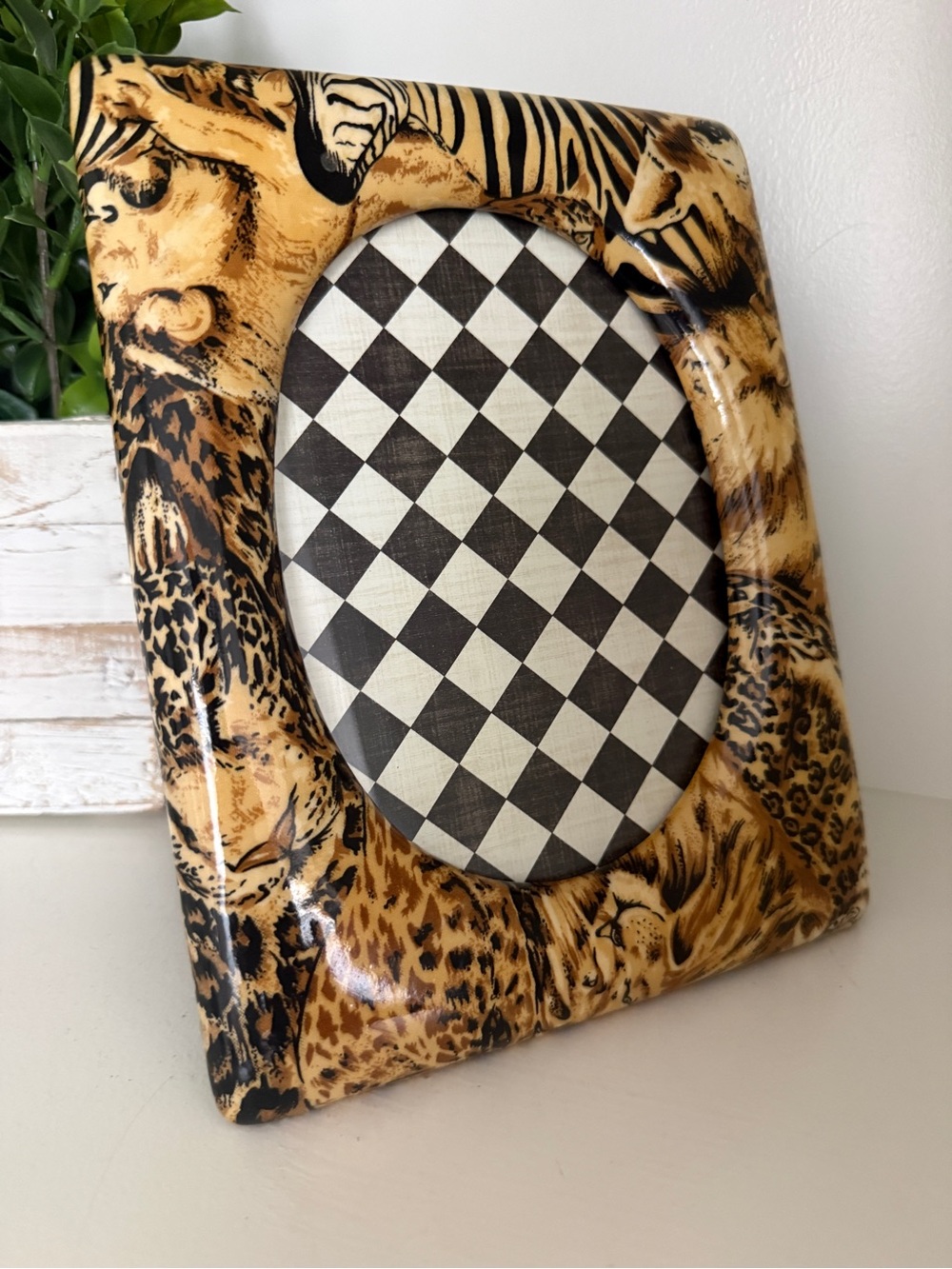 Safari Animal Print Picture Frame Zebra Leopard Tiger Giraffe Oval